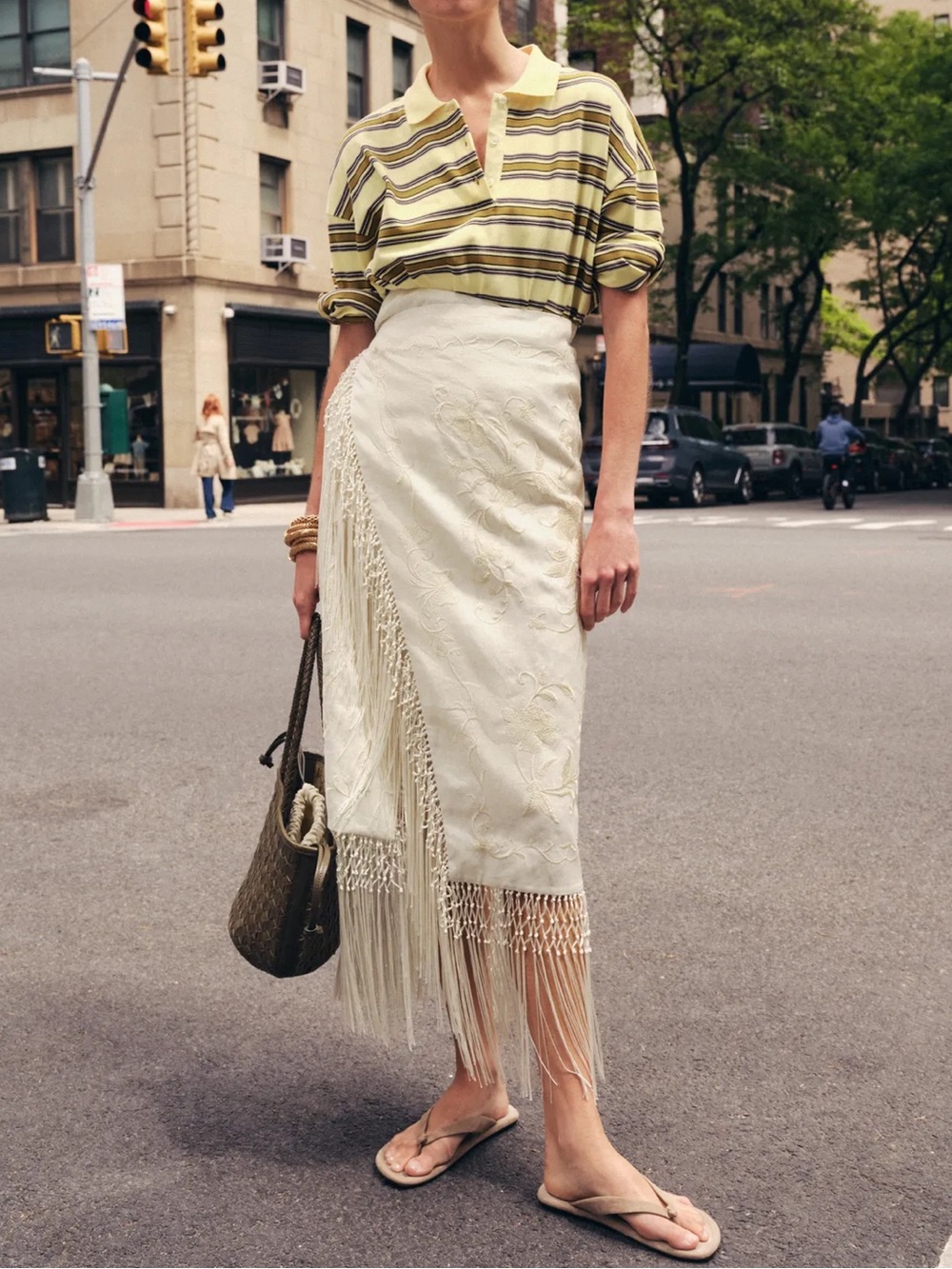 ZARA ZW COLLECTION 100% LINEN EMBROIDERED MIDI SKIRT - Picture 7 of 14
